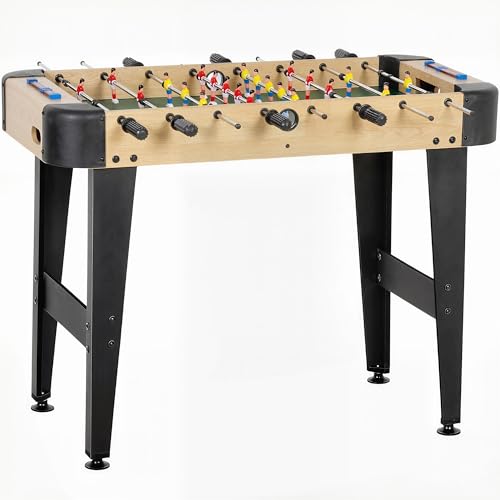 SPORTNOW Futbolín para Niños de Madera, Mesa de Futbolín con 2 Marcadores, 8 Asas, 22 Jugadores, 8 Barras y 2 Bolas, Regalo para Adultos, Familias, Fiestas, 92x75x71 cm, Natural