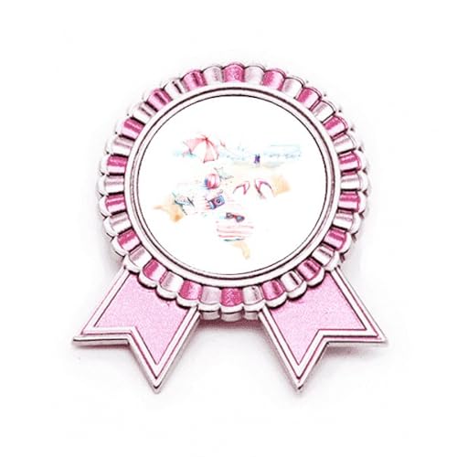 Broche rose pour peinture aquarelle sur la plage et la mer en métal taille M