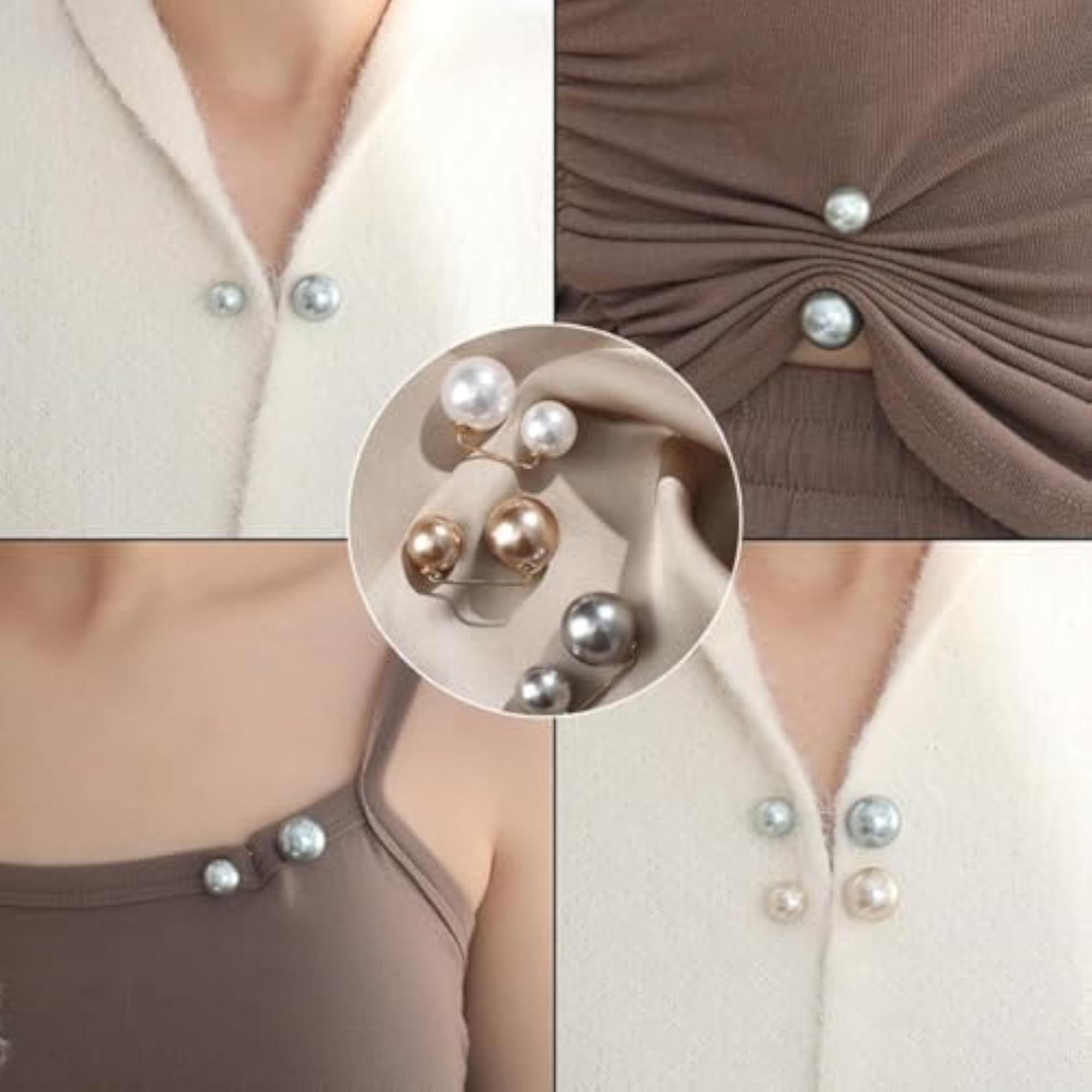 Multi Pieces Pearl Brooch Safety Pins for Women, Elegant Accessories