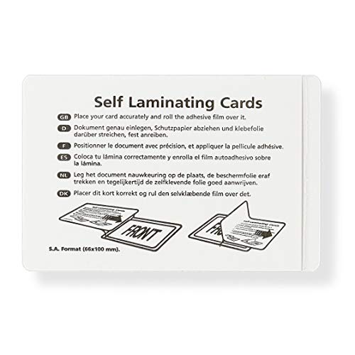 Kaltlaminiertaschen selbstklebend, Laminierfolien aus PET zum Versiegeln und Schützen von Fotos, Speisekarten etc. ohne Laminiergerät, 10er-Set, je 66 mm x 100 mm, transparent Cover