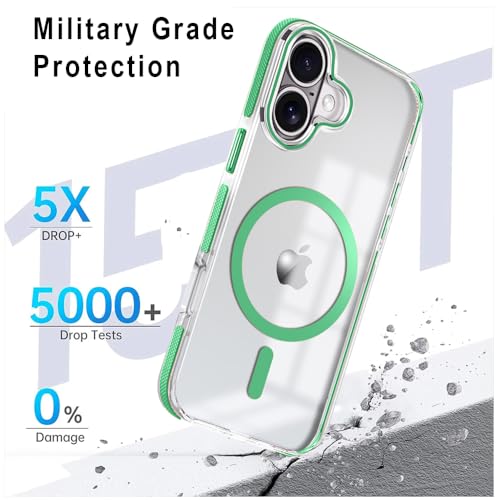 Image of MINTZZ ️ for iPhone 16 Plus Case, Compatible with MagSafe, Military-Grade Protection, Yellowing Resistant, Scratch-Resistant TPU Back, Magnetic Phone Case for iPhone 16 Plus Green
