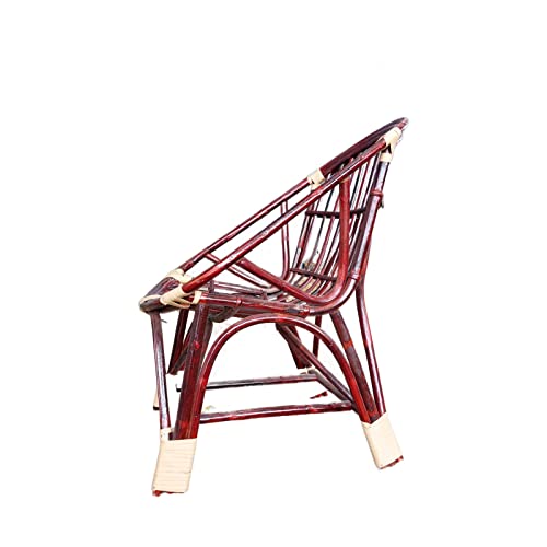 Image of IRA Living Wooden Rattan Arm Chair for Living Room | Single Seater Wooden Cane Chair with Cushion | Handcrafted Natural Wood Armchair for Home, Balcony, Lounge (Brown)