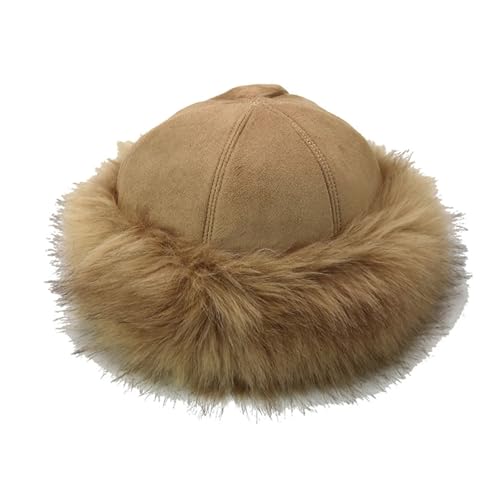 Gorro de visón de estilo étnico mongol para mujer, con forro polar grueso, gorro cálido unisex para clima frío, sombreros de invierno para hombre, caqui, Talla única