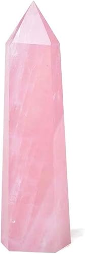 Figura de prisma facetada de un solo punto de cuarzo rosa natural, piedra preciosa para reiki, paquete de 2 (cuarzo rosa, 2.8-3.5 in)