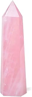 UJTVGCLX Figura de Reiki con Varita de Prisma facetada con Punta de Cristal Natural, Paquete de 2 (Color : Rose Quartz, Size : 7-9cm)