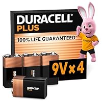 Duracell Plus 9V Blockbatterie, 4 Stück, 9 Volt Batterie ideal für Rauchmelder, Feuermelder