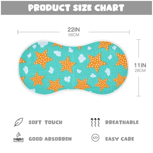4 Pack Baby Burp Cloths, Soft Absorbent Burping Cloths for Babies, Cotton Milk Spit Up Rags, Large Size for Newborns, Baby Boys and Girls (Orange Star Pattern)4