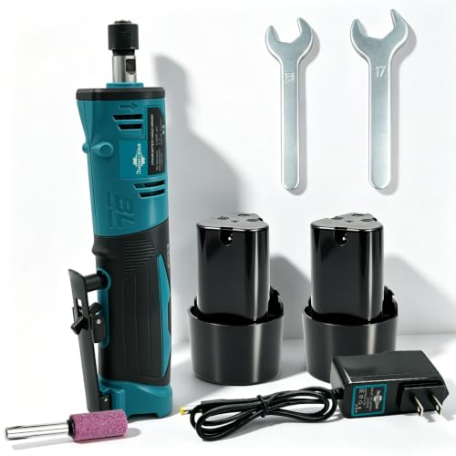 RhovixStar Cordless Die Grinder 12V - 3-Speed Power Die Grinders Max 24500RPM 1/4 Straight Die Grinder Kit with 2.0Ah Battery & Charger for Grinding Cutting Polishing