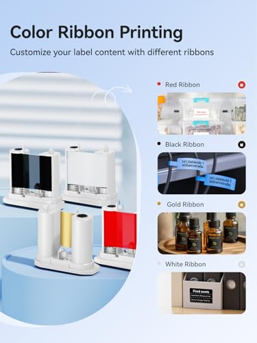 Image of NIIMBOT M2 Label Maker with Tape 2Inch Thermal Transfer Support Color Ribbon Printing Bluetooth Sticker Printer for Office Small Business School Home Cable Storage, Compatible with Phones & PC, White