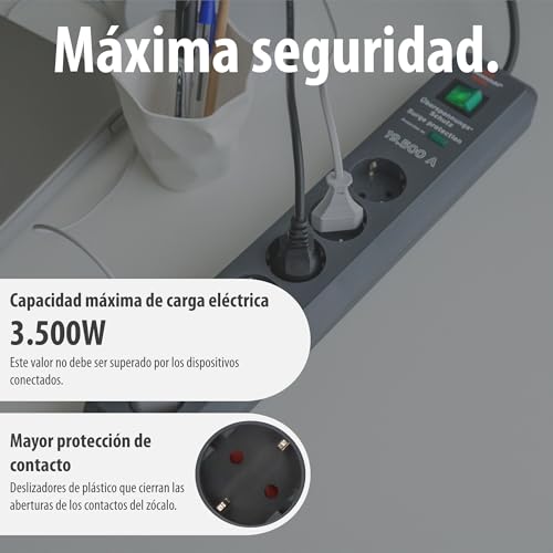 Regleta con 4 tomas Brennenstuhl Secure-Tec de 2m antracita 5