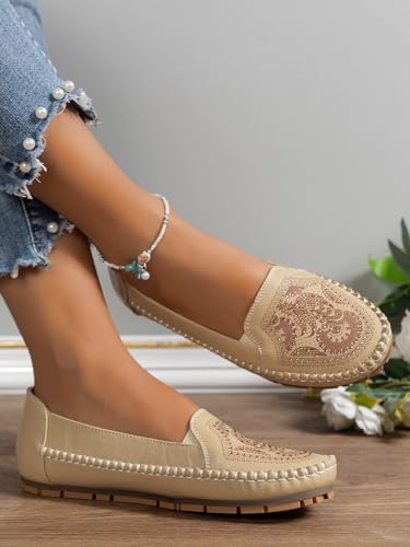 Image of Loafers for Women Leather Business Casual Shoes Comfortable Lightweight Penny Loafers Slip On Work Flats Moccasins Driving Boat Shoes