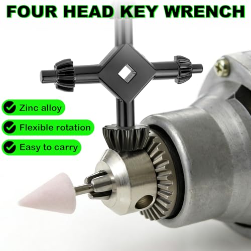 4 in 1 Drill Chuck Key Wrench, 1/4\" 3/8\" 1/2\" Sizes Chuck Key For Drill Press, Electric Drill Chucks, Compatible with Drill Press & Power Tool Chucks - Thumbnail 3