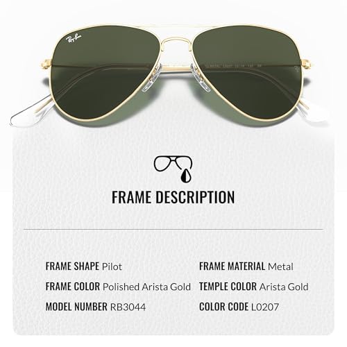 Ray-Ban RB3044 AVIATOR EXTRA SMALL Pilot Shaped Sunglasses for Men & Women with Official RAYBAN Eyewear Kit3