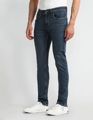 Image of U.S. Polo Assn. Denim Co. Blue Solid Mid Rise Light Button Stretchable Cotton 1050 Men's Jeans