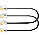 NECABLES 2Pack 6 Inch Short RJ9 Cable 4P4C Phone Cord Telephone Cable RJ9 / RJ10 / RJ22 4P4C Male to Male Straight for Both Data and Voice Black - 6in