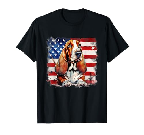 American Flag Basset Hound USA Vintage 4th Of July T-Shirt