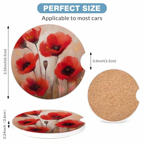 Set 2 Portavasos Cerámicos Absorbentes Rojo Floral miniatura 5