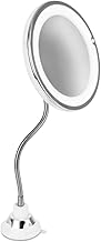 Vanity Mirror with Lights, 10x Magnification for Makeup | LED Lighted Mirror with Adjustable Goose Neck | Nickel Finish | Perfect for Bedroom or Bathroom, Travel Desk Mirror