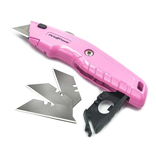 Pink Power Pink Box Cutter Retractable, Pink Utility Knife for Carpet, Cute Box Cutter Knife Heavy Duty with 3 Blades and Storage Compartment - Box Opener Pocket Utility Pink Knife Tools for Women