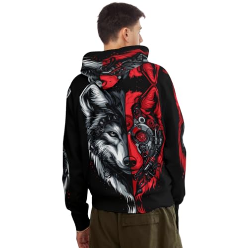 Sweat à capuche Wolfss imprimé animal 3D décontracté et stretch