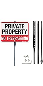 Faittoo No Trespassing Signs Private Property With 42" Stake For Outside 4 Pack 10 X10 Video Surveillance Sign Rust Free Reflective Aluminum - View #6