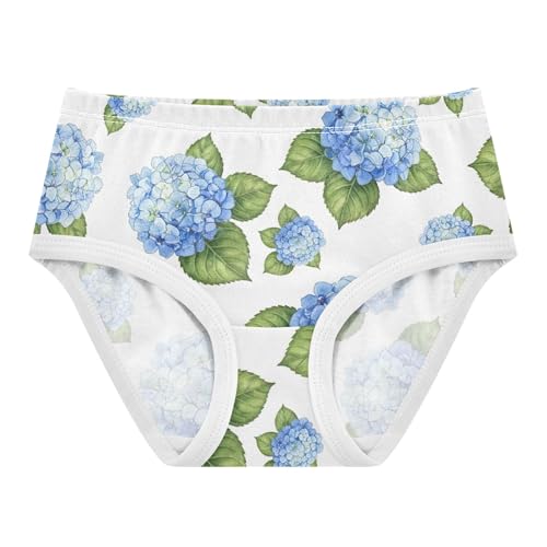 Cotton Toddler Girls Underwear Watercolor Blue Hydrangea Flowers Little Girl Panties Artistic Underpants Briefs 2t