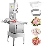 VEVOR 110V Bone Saw Machine 30.3x27.4-Inch Workbench, 1500W Electric Frozen Meat Cutter Saw Wheel Φ300mm, Meat Bandsaw Cutting Thickness 0-250 mm, High Speed 19m/s Great for Cutting Pig's Hoof Beef