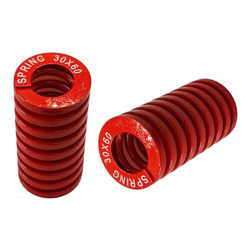 bociloy 2PCS 3D Printer Die Springs 30mm OD 60mm Length, Medium Load Compression Springs, 65Mn Steel Hot Bed Leveling Springs for Industrial Mould Die Spring Set, Red