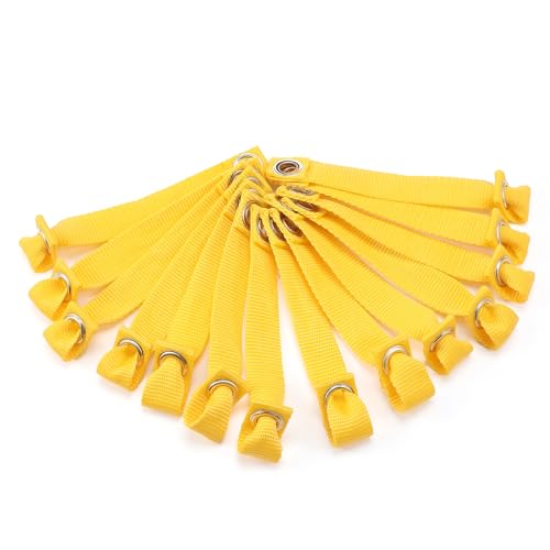 SATINIOR 24 Pack Tie Straps with Nylon Cords Hitches Two Dozen Nylon Hitches Chicken Leash for Poultry Chickens Farm Supplies Accessories Durable Fasteners for Secure Restraint(Yellow)