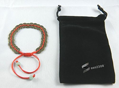 Hand-woven Chinese Language Chinese Feng Shui Coins Bracelet with Velvet Bag