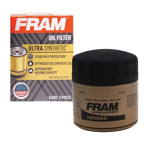 FRAM Ultra Synthetic Automotive Replacement Oil Filter, Designed for Synthetic Oil Changes Lasting up to 20k Miles, XG10060 with SureGrip (Pack of 1)