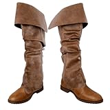 LGFKJNNJ Medieval Pirate Boots Men Mid Calf Halloween Renaissance Boots Gothic Steampunk Cosplay Costume for Men Brown -XL