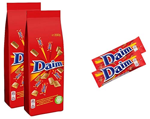 Daim trial pack, praline 2x200g, barrette 2x28g - caramello croccante alle mandorle avvolto nel miglior cioccolato al latte