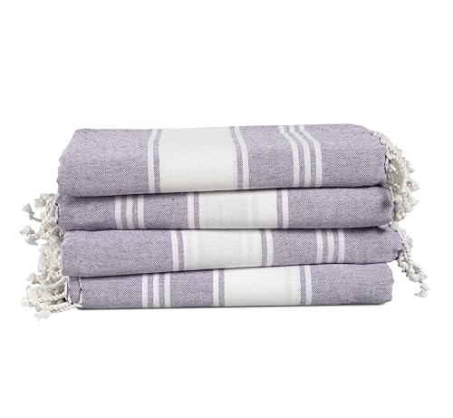 Lane Linen HMRCBEACH4PCTW-DBRK Beach Towels 4 Pack Oversized - Turkish Towel Set