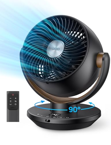 Dreo Fan for Bedroom, Desk Air Circulator Fan with Remote, 11 Inch Table Fans for Whole Room, 60ft Powerful Airflow, 120° Vertical Manual +90° Oscillating Fan, 4 Speeds, 8H Timer, Quiet Fan, Home