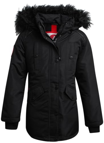 CANADA WEATHER GEAR Girls' Winter Faux Fur Lining Ski Jacket - Water and Wind Resistant Fleece Coat with Hood (Sizes: 7-16)