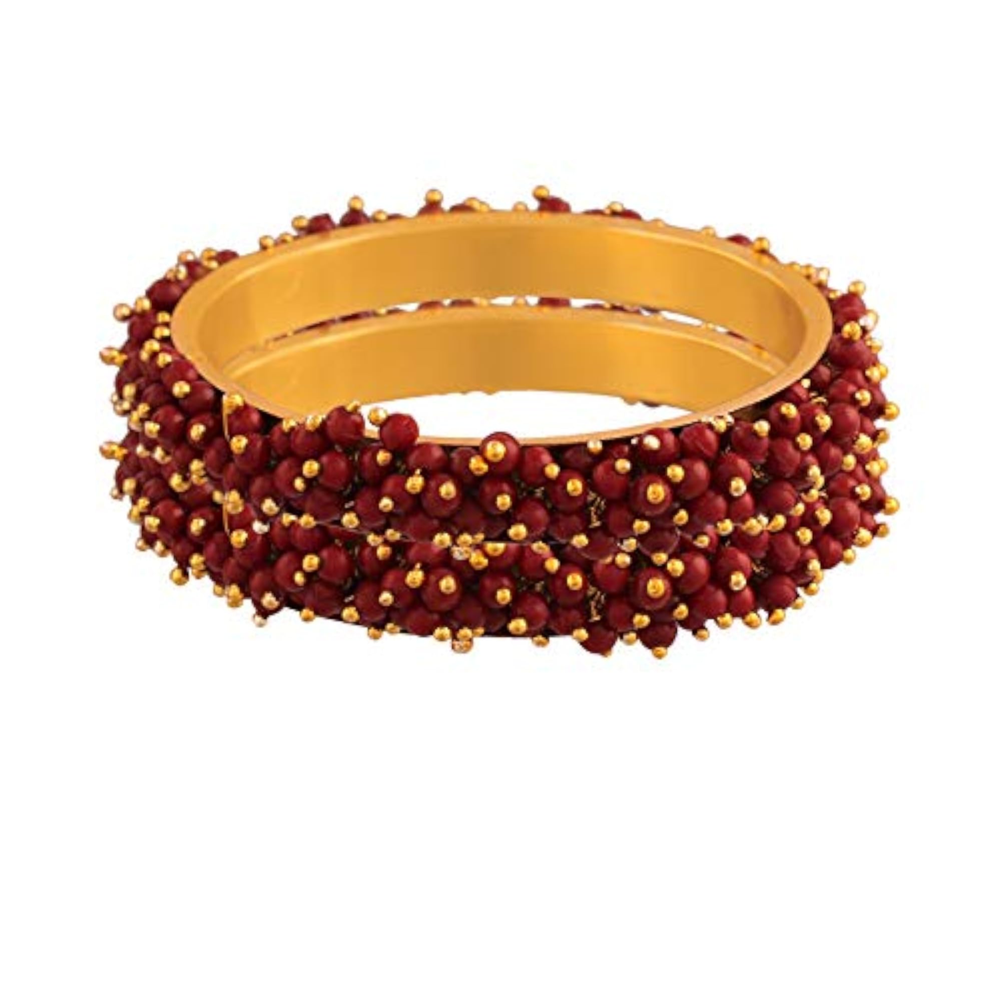 Women's 18K Gold Plated Pearl Beaded Bangle Set