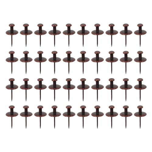 Image of Double Headed Picture Hangers Nails,TTZEZE Zinc Alloy Small Head Hanging Nail,Decorative Nail Push Pins,Small Head Hanging Photo Hook Thumb Tacks Red Bronze 40PCS