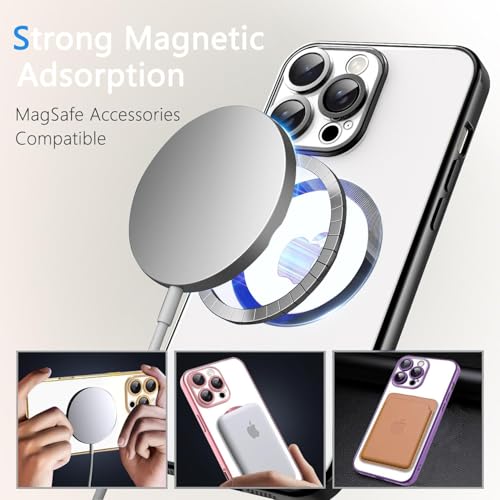 Image of Misscase for iPhone 16 Pro Max Magnetic Glitter Case Compatible with MagSafe,Camera Lens Protector Full Protection Elegant Anti-Scratch Dust-Proof Net Case Cover for iPhone 16 Pro Max Black