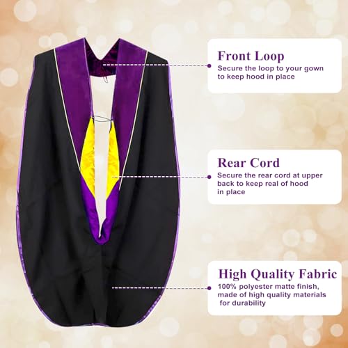 Image of Unisex Doctoral Graduation Gown with Gold Piping | Academic doctoral Cap and Gown for Graduation Ceremony