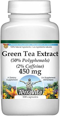 Terravita Extracto de té verde (50% polifenoles) (2% de cafeína) - 450 mg (100 Cápsulas, ZIN 514482)
