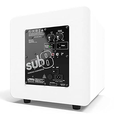 Kanto YU6MW YU6 (White) Powered Bluetooth Bookshelf Speaker System w/ SUB8 250W Subwoofer & SP26PLW 26 Stands (SP26PLW, White) Home Audio Bundle