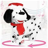 SdeNow Twerking Dog Toy Booty Shaking Walking Santa Claus Puppy Musical Animated Christmas Plush Santa Singing and Dancing Stuffed Animals Dog-English Song
