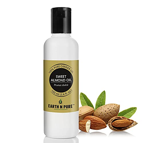 Image of Earth N Pure Sweet Almond Oil (Badam Oil) Cold Pressed, Therapeutic Grade for Body, Skin, Hair 100 ml