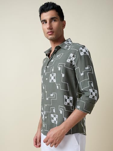 Image of Thomas Scott Mens Regular Fit Embroidered Full Sleeves Casual Shirt