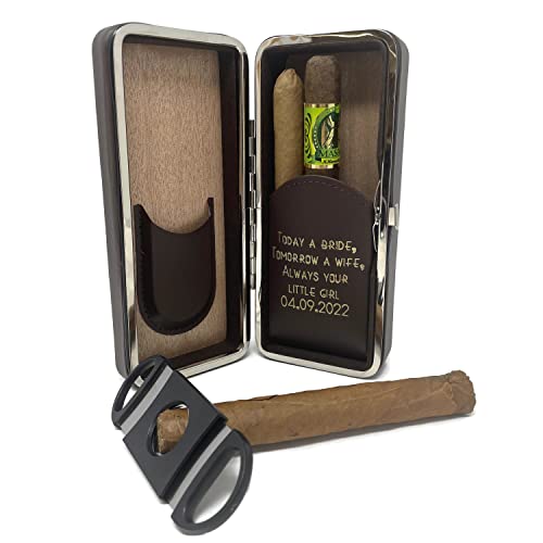 Personalized Leather Folding Cigar Case Custom Engraved