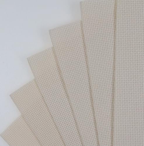 Image of KCS 4 /6 pc of 12 inch x 18 inch 30cmx45cm 16CT Counted Cotton Aida Cloth Cross Stitch Fabric (Ecru, 6 pc)