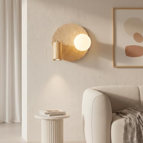 Spotlight con cabezal giratorio de 360 grados y aplique de pared de travertino moderno 3