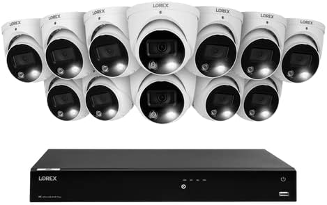 Lorex N4K3SD-1612WD-2 Lorex Fusion 4K 16-Channel 3TB Wired NVR System with 12 E893DD Smart Deterrence Dome Security Cameras