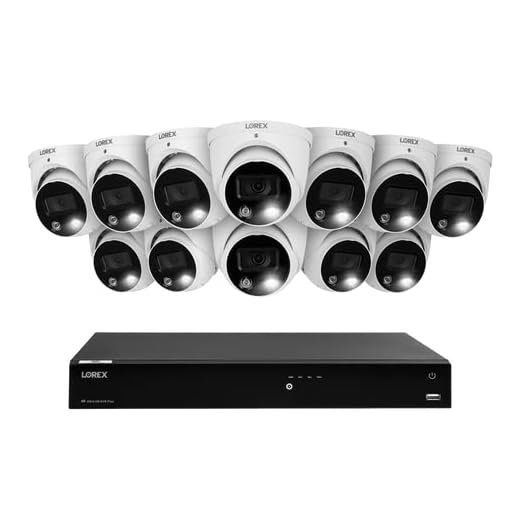 Lorex N4K3SD-1612WD-2 Lorex Fusion 4K 16-Channel 3TB Wired NVR System with 12 E893DD Smart Deterrence Dome Security Cameras